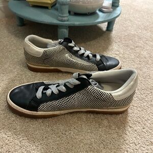 A New Day black and white sneakers with silver trim and silver laces Size 8.5
